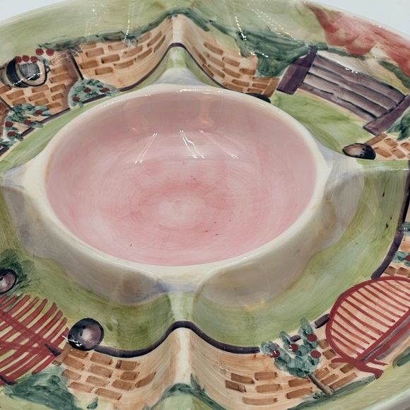 Michal Sparks China Chips & Dip Serving Tray Estate of Mind Design Round - Picture 6 of 16
